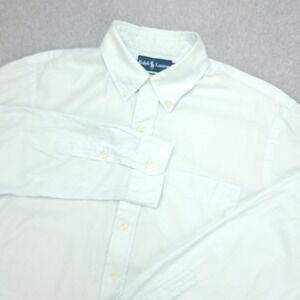Ralph‎ Lauren Dress Shirt Men's L Custom Fit Light Blue Light Weight Sheer